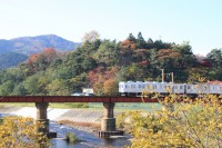 紅葉真っ盛りの大仏公園をバックに