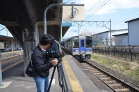 県南ではお馴染みのIGRいわて銀河鉄道の車両。濃いブルーのラインが目立ちます。