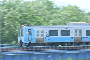 703系。可愛らしいモーリー君もばっちり。
